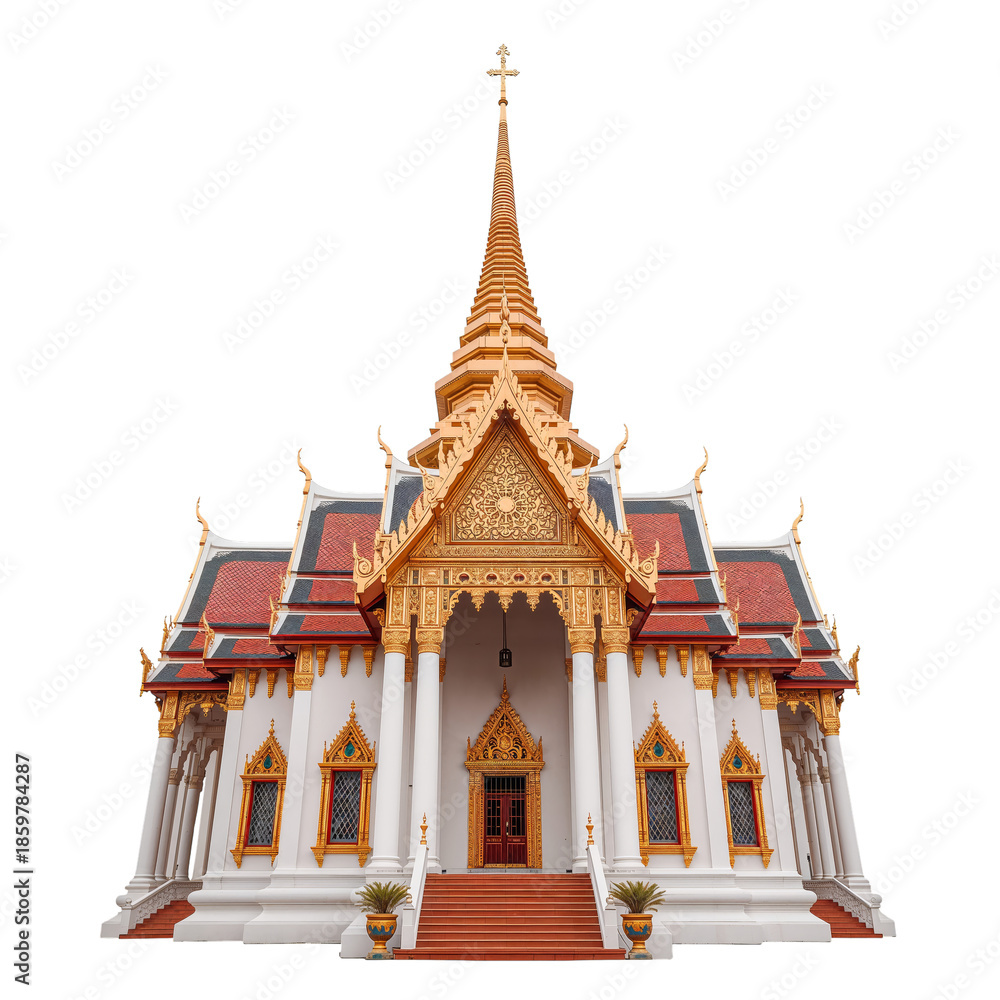 Fototapeta premium Temple Stands Tall With Intricate Design and Bright Colors in a Sunny Location