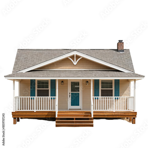 House With Blue Shutters and Porch in a Residential Area With Clear Sky