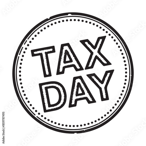Tax Day Stamp on White Background