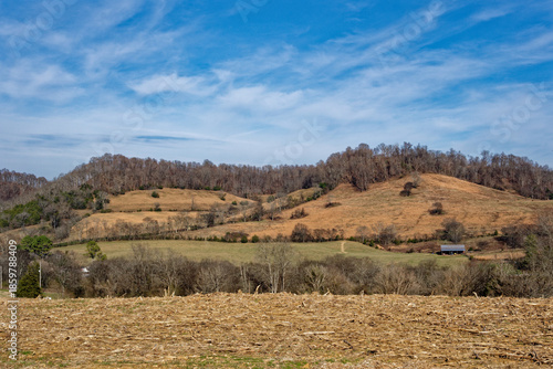 Rural farmland in the mountains