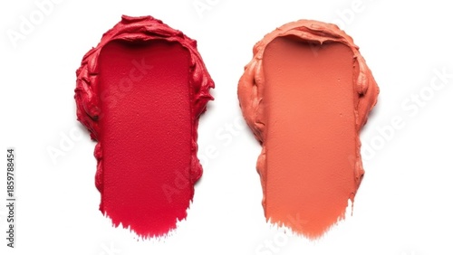 Two lipstick swatches isolated on white background
