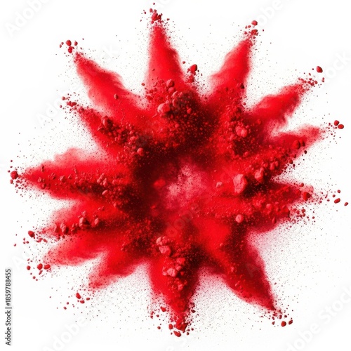 Red powder explosion isolated on white background
