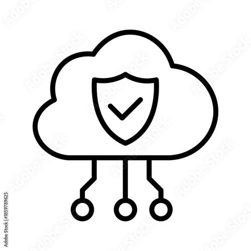 Privacy shield icon with lock, cybersecurity protection concept. Password Protection Icon. Security shield icon outline vector. Code lock. Scan encrypt