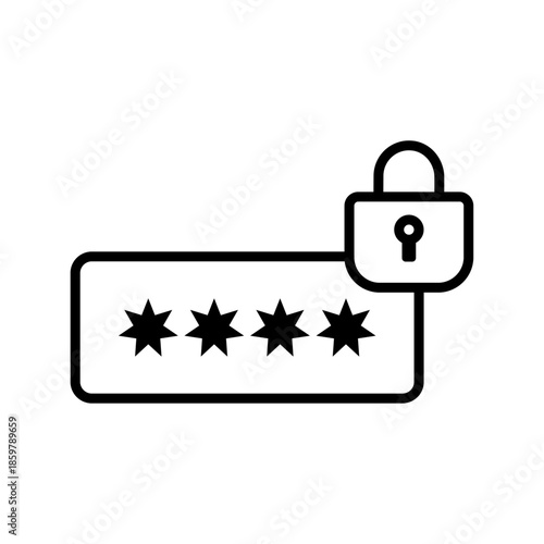 Password, Login , Vector illustration. Pin code flat icon. Cyber security black icon. Security password icon in trendy flat style design Suitable for website design, logo, app. Password protection.