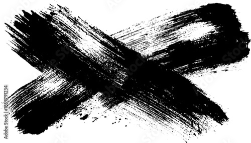 Expressive black ink brush stroke in sumi e style for artistic design