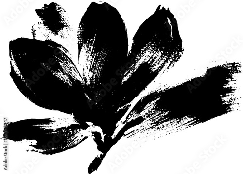 Expressive black ink brush artwork in sumi-e style for creative design