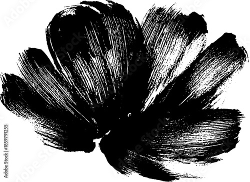 Expressive black ink brushstroke in sumi-e style for artistic design