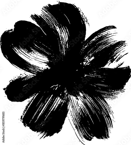 Expressive sumi-e style black ink brush design for art and decor