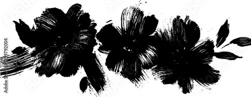 Expressive floral art in sumi-e ink style