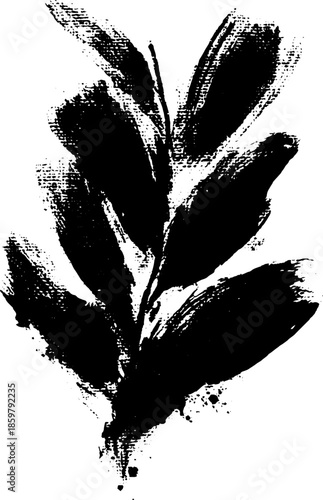 Expressive sumi-e style black ink brushstroke for artistic design