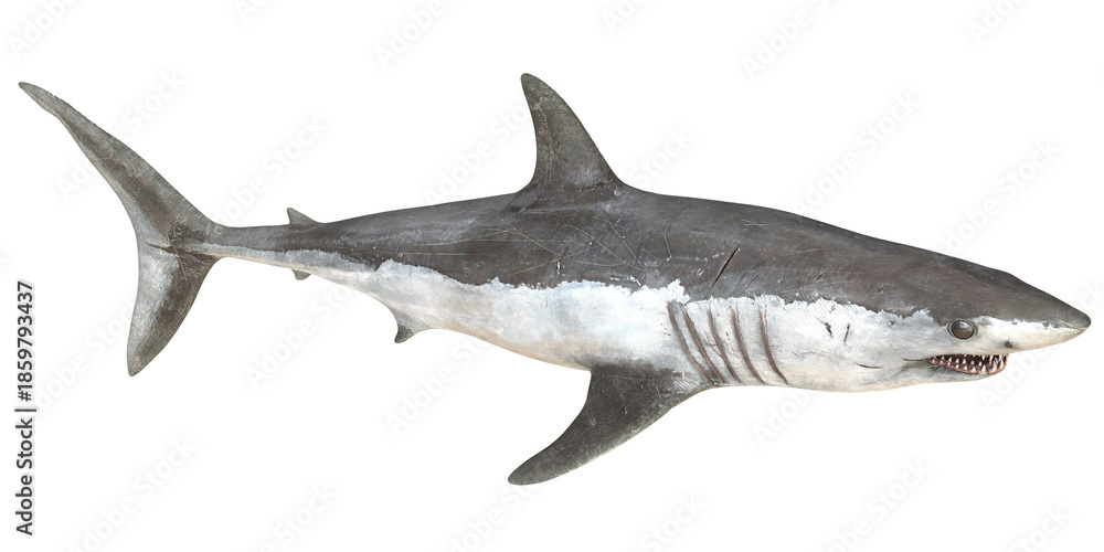 Fototapeta premium Realistic depiction of a great white shark