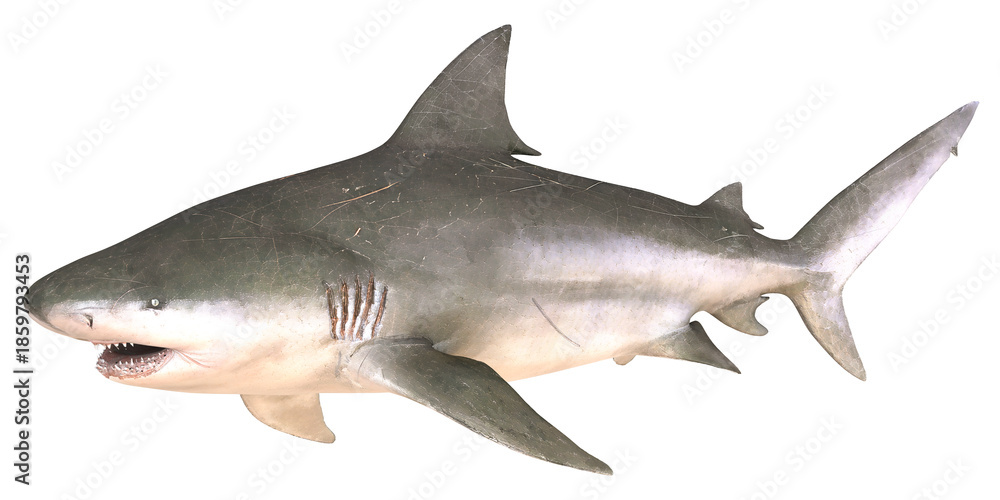 Fototapeta premium Great white shark displaying its powerful form.