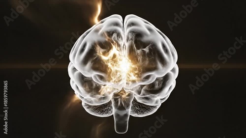 Conceptual illustration of the human brain with electrical impulses and activity displayed