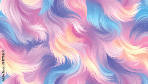 Pastel abstract fur seamless pattern soft texture. Seamless abstract fur pattern with soft pastel rainbow colors. Flowing fur texture vector, for modern design, kids products and creative backgrounds.