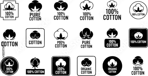 vector set of 100% cotton icon vector template
