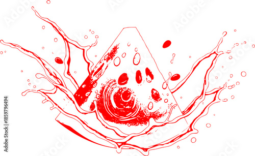 watermelon with watermelon juice splash isolated on transparent background
