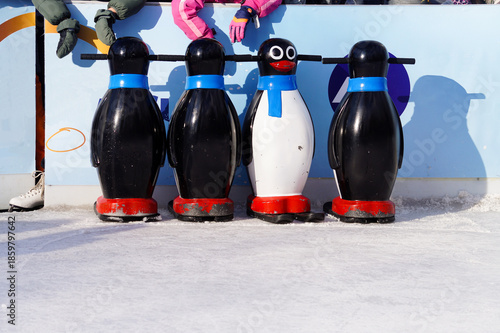 Children on the ice rink, skating school