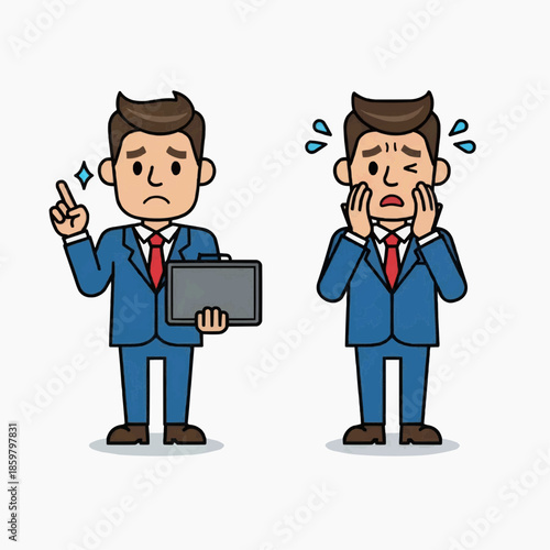 Two businessmen experiencing stress and frustration in office