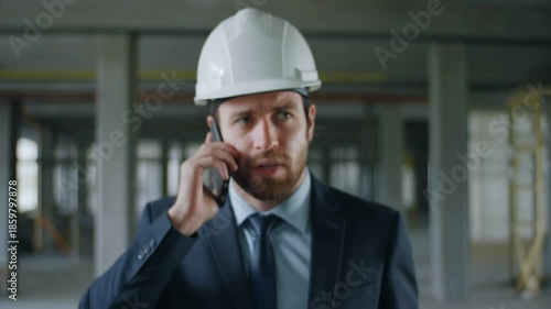 Foreman talking on cellphone