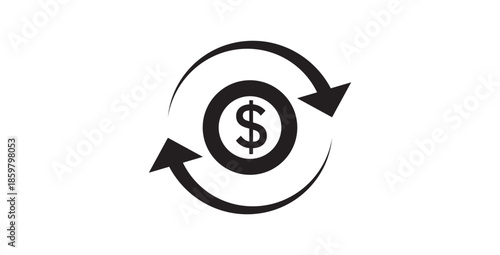 Money transaction cycle icon with dollar symbol showing financial circulation