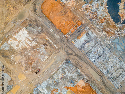 Aerial view of demolition and groundworks at former Eggborough Power Station site