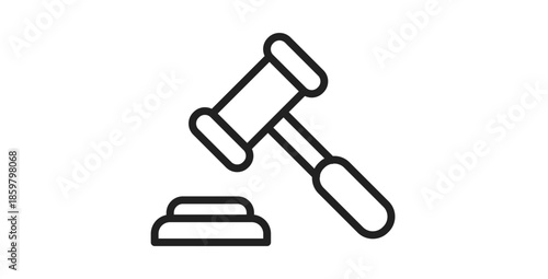 Judicial Gavel Icon Representing Legal Decision Courtroom Authority Concept