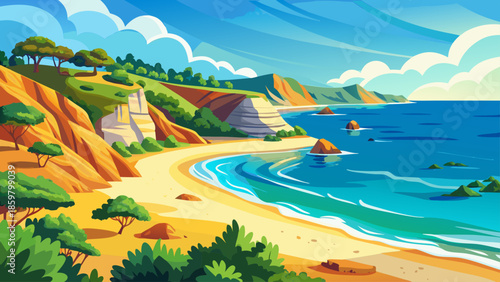 Very beautiful view of Silistar Beach on the Black Sea coast of Bulgaria, featuring golden sand, clear water, and untouched natural coastal beauty.