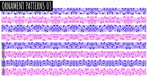 Elegant Ornament Pattern: A collection of meticulously crafted, decorative ornament patterns, showcasing intricate designs and harmonious color schemes, perfect for enhancing design projects.