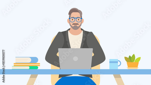 Team Lead at the Desk x Full Figure x Close-up