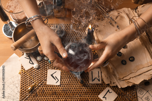 Fortune teller with crystal...