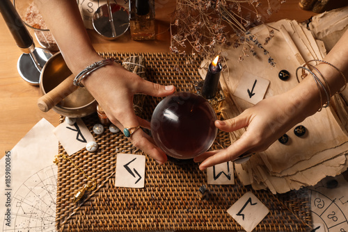 Fortune teller with crystal...