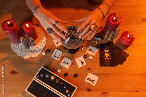Fortune teller with crystal...