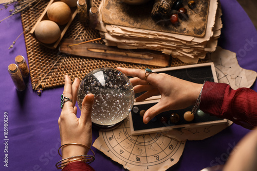 Fortune teller with crystal...