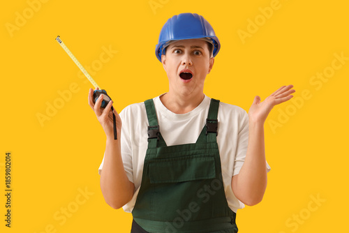 Shocked female worker with ...