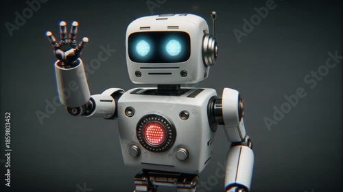  Funny Retro Robot  waving his Hand