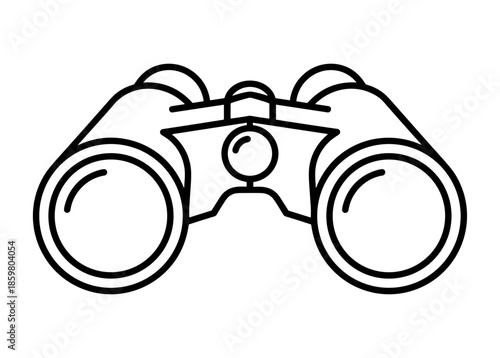 Binoculars in line art style, black and white