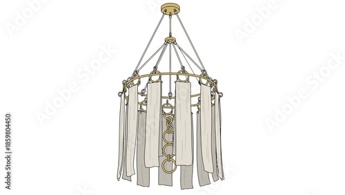 Elegant and modern chandelier vector illustration featuring a sophisticated design with multiple light fixtures and golden decorative elements, perfect for luxurious interior lighting concepts