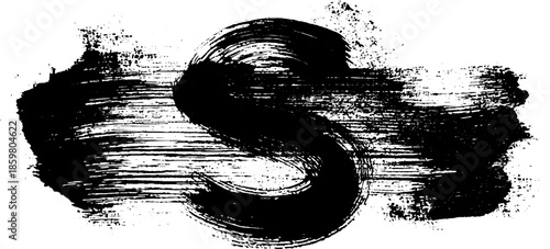 Bold black ink brushstroke sumi-e painting for urban design and posters