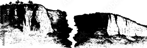 Black and white stencil of geological groove with rough edges for urban art design