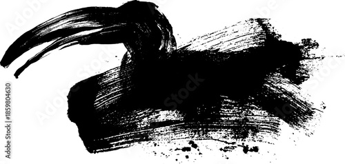 Dynamic sumi-e black ink brushstroke painting with bold contrast for artistic design and decor