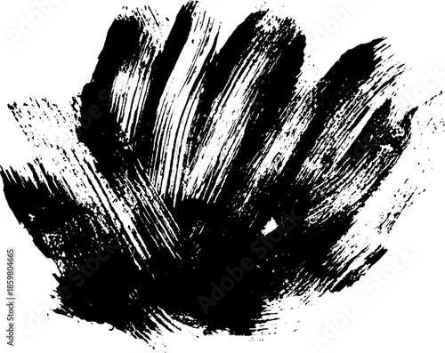 Bold black ink brushstroke illustration in high contrast sumi-e style for artistic design