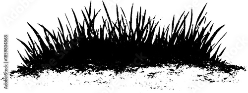 Black and white stencil of dense grass mats