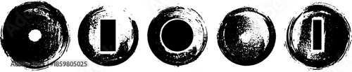 Black and white circle icons in grunge style for urban design projects