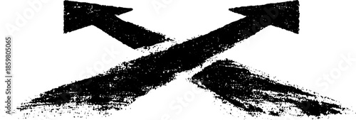 Diverging paths in black and white stencil style for creative design