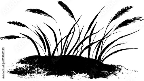 Black and white abstract grass silhouette design for urban art and decoration