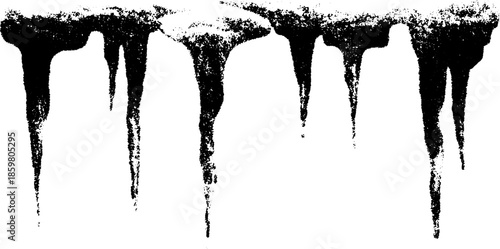 Black and white dripping icicle stencil for winter-themed design projects