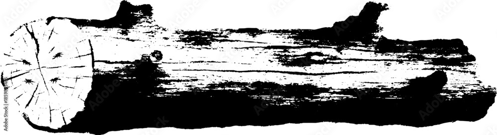 Naklejka premium Rustic fallen log stencil illustration for nature-inspired designs