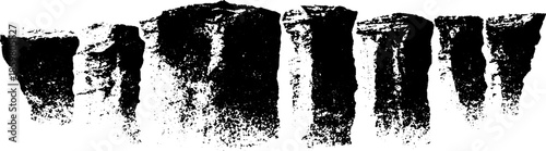 Black and white stencil of frost hewn riverbank for artistic urban design