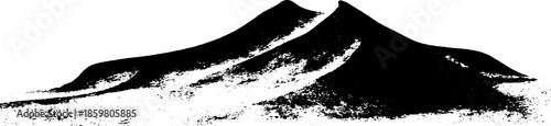 Black and white stencil illustration of curved sand dunes for art and design projects