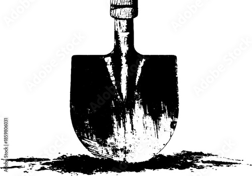 Rustic gardening shovel stencil design for urban art projects